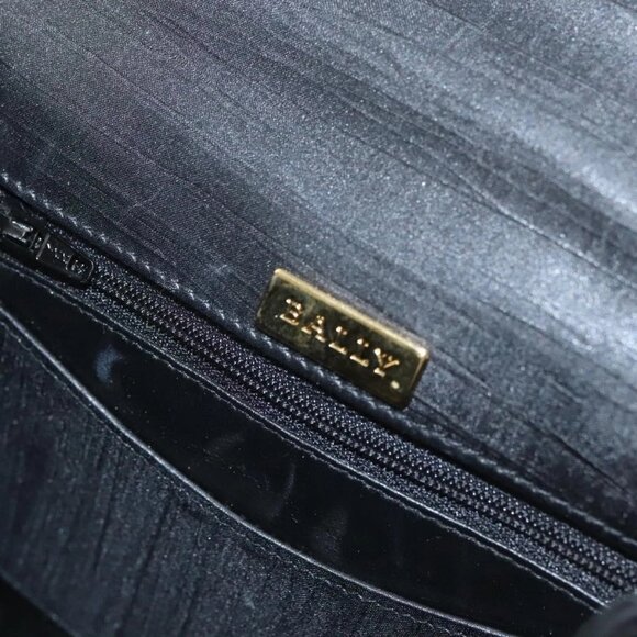 BALLY Hand Bag Leather Black Gold Auth 126005 - Picture 10 of 16